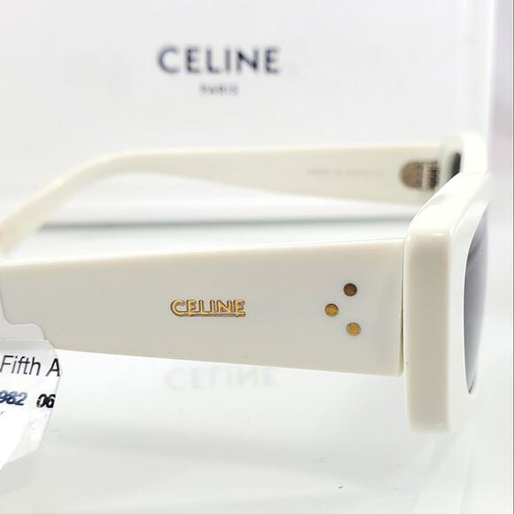 NWT$440 CELINE CL40245U 25A Shiny White 55-19-135 Sunglasses AUTHENTIC main image 4